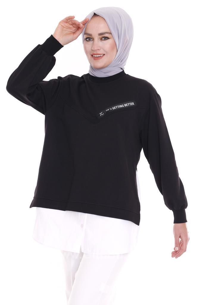 Hipatu Altı Gömlekli Kadın Siyah Tunik