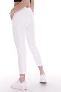 Hipatu Ön Dikişli Bağcıklı Beyaz Kadın Pantolon