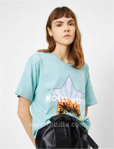 Koton Kadın Mint Yeşili Baskılı T-Shirt 0Yal18755ık