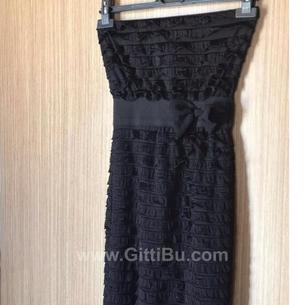 Siyah Straplez Mini Elbise