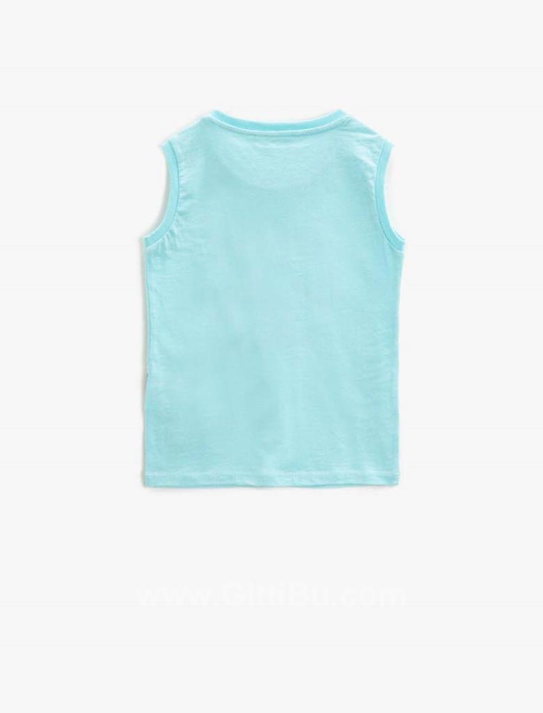 Koton Erkek Çocuk Mint Yeşili Sıfır Kol T-Shirt 1Ykb36341tk
