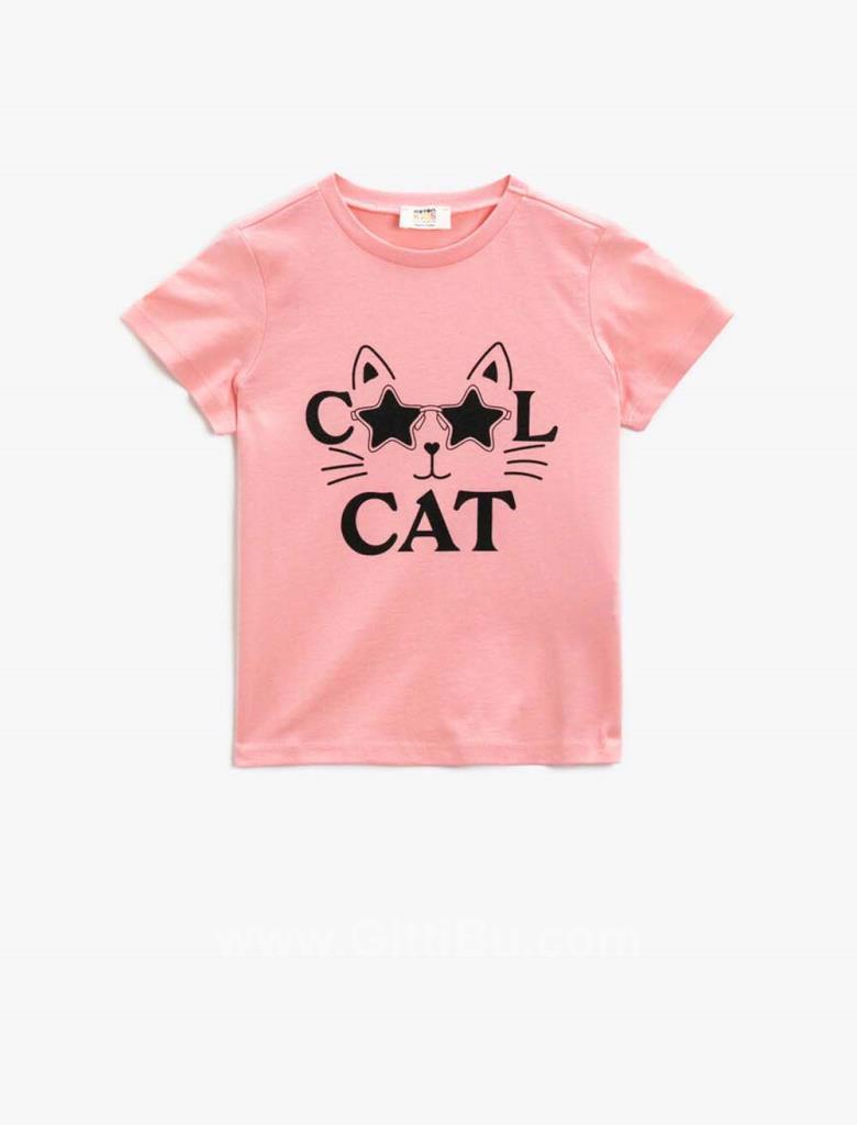 Koton Cat Baskılı Kız Çocuk T-Shirt 1Ykg17429ok