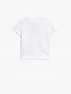 Koton Erkek Bebek Beyaz Baskılı Bisiklet Yaka Pamuklu T-Shirt 1Ymb18816ok