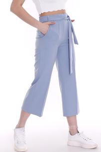 Hipatu Kuşaklı Kadın Mavi Pantolon