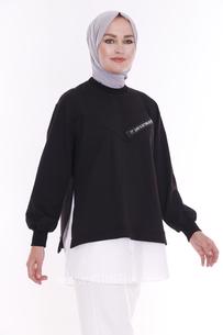 Hipatu Altı Gömlekli Kadın Siyah Tunik